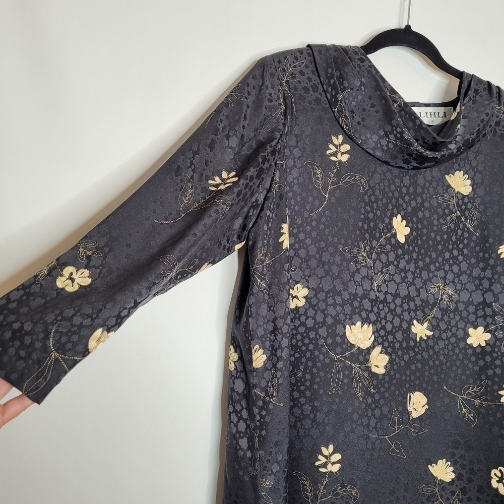 LIHLI Saks Fifth Black Silk Floral Dress - Picture 11 of 14
